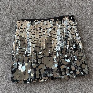 Sequin Mini Skirt in Silver